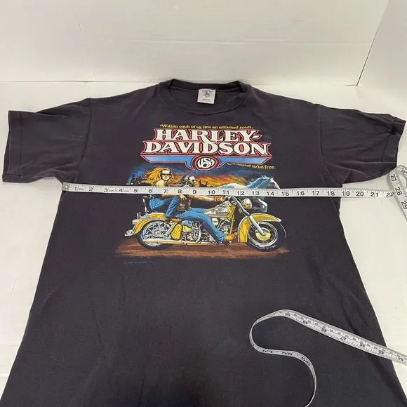 Harley Davidson Vintage 1980s Graphic T-Shirt, Medium, Black, Holoubek, - Picture 9 of 10